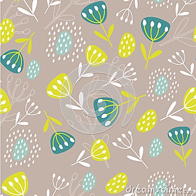 Original Botanical illustration. Tropical background with exotic plants. Seamless pattern with leaves and flowers. Print for fabri Vector Illustration